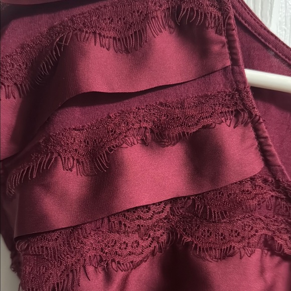 Elegant Burgundy Ruffle Top - Picture 3 of 3